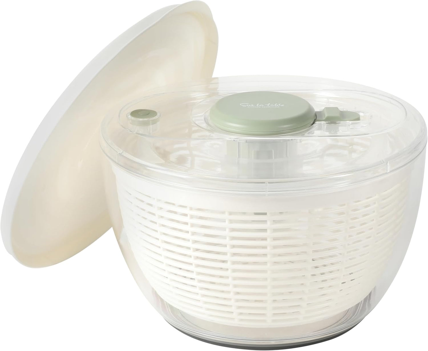 Sur La Table 6.3 Qt Salad Spinner | Essential Fruit & Vegetable Washer in Juniper Green