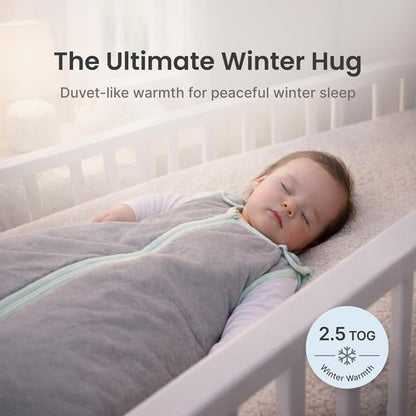 Baby Deedee Sleep Nest Original - 2.5 TOG Baby Sleep Sack for 0-6 Months | Soft Cotton Winter Wearable Blanket in Gray Lagoon