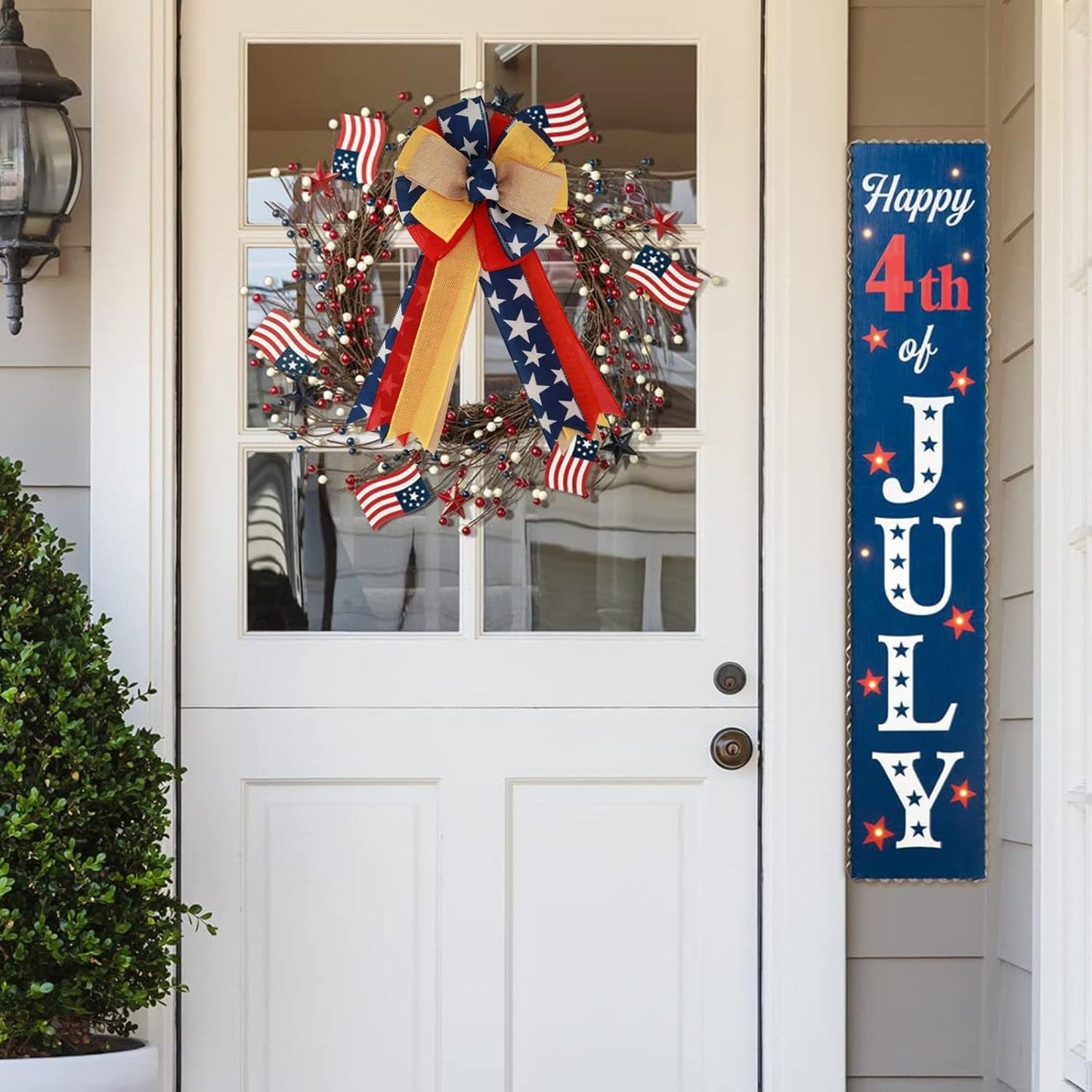 Meseey Patriotic Bow Set - Large Red & Blue Ribbon Bows for 4th of July Decorations | Holiday Wreaths
