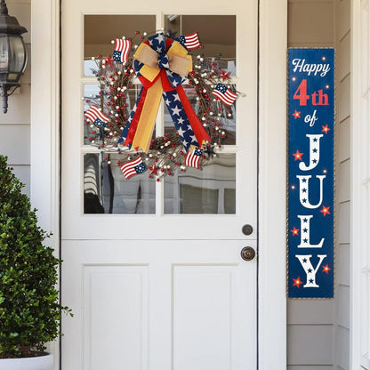 Meseey Patriotic Bow Set - Large Red & Blue Ribbon Bows for 4th of July Decorations | Holiday Wreaths