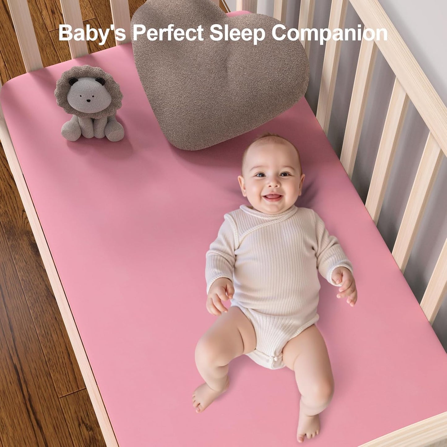 Skiennix Baby Crib Sheets - 2 Pack Soft Microfiber for Standard Crib | Pink Rainbow & Pink, 28x52x8in