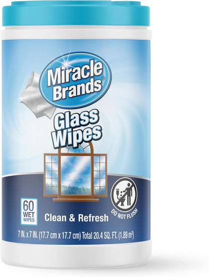 MiracleWipes Glass Cleaning Wipes - Streak-Free, Disposable for Home & Auto | 60 Count Pack