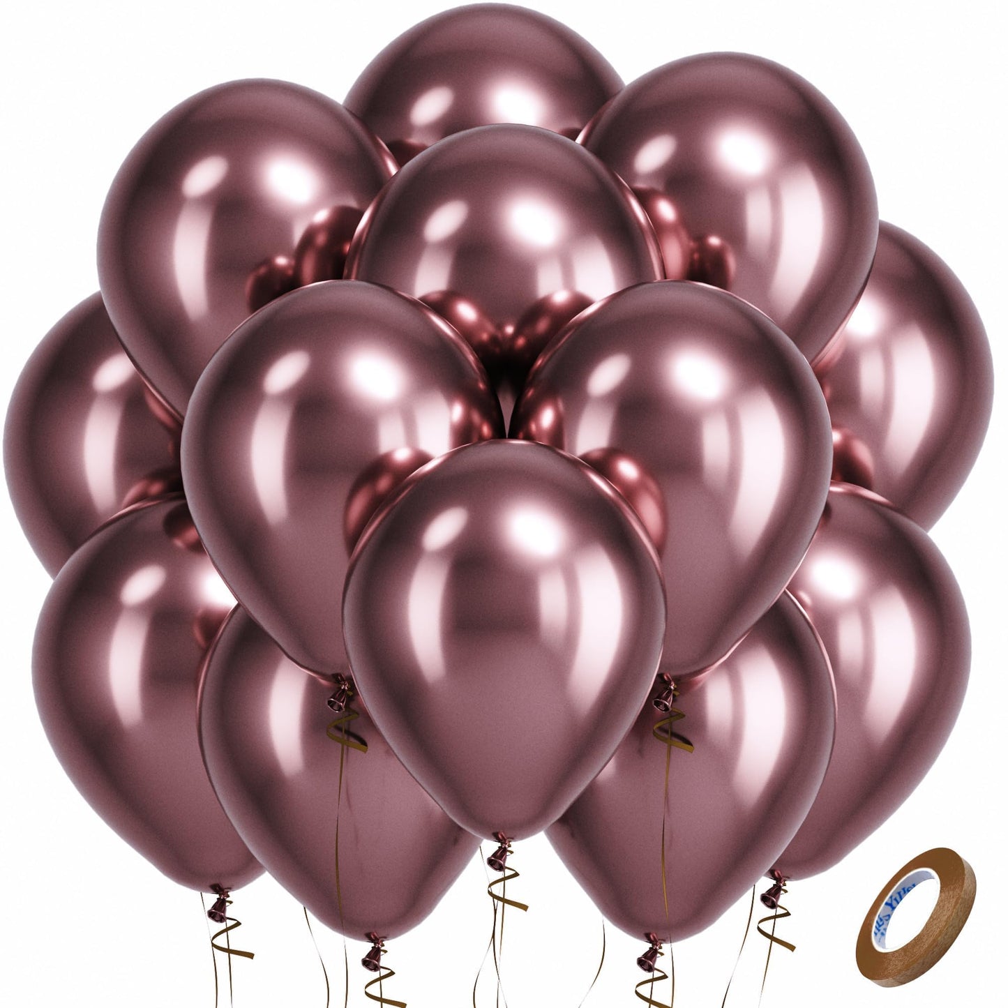 Bezente Copper Latex Party Balloons - 100 Pack 12 inch Round Helium Bronze Chrome Metallic Brown Balloons for Graduation Birthday Anniversary Boy Gender Reveal Jungle Engagement Fall Party Decorations