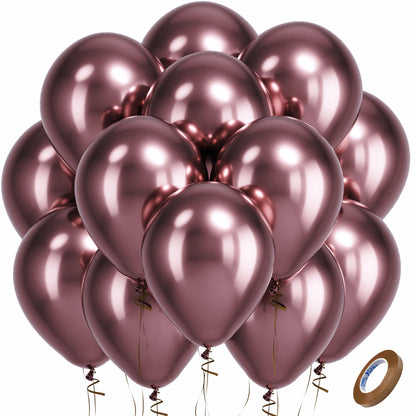 Bezente Copper Latex Party Balloons - 100 Pack 12 inch Round Helium Bronze Chrome Metallic Brown Balloons for Graduation Birthday Anniversary Boy Gender Reveal Jungle Engagement Fall Party Decorations