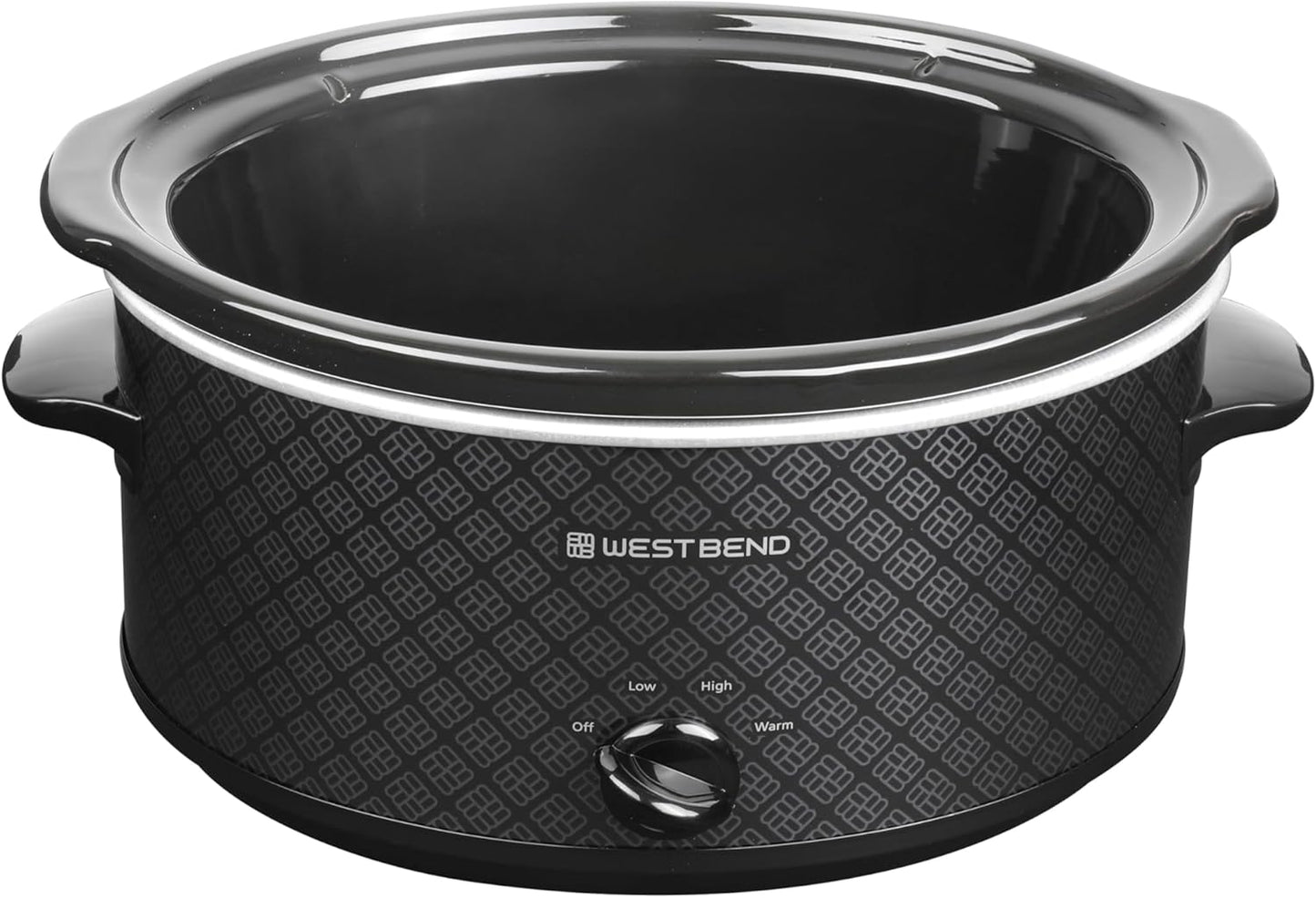 West Bend 6-Quart Slow Cooker - Manual Crockpot with Dishwasher Safe Ceramic Insert & Glass Lid | Black