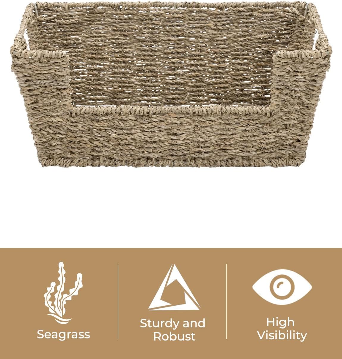 StorageWorks Wicker Storage Basket - Stackable Seagrass Pantry Organizers | 2-Pack for Efficient Storage