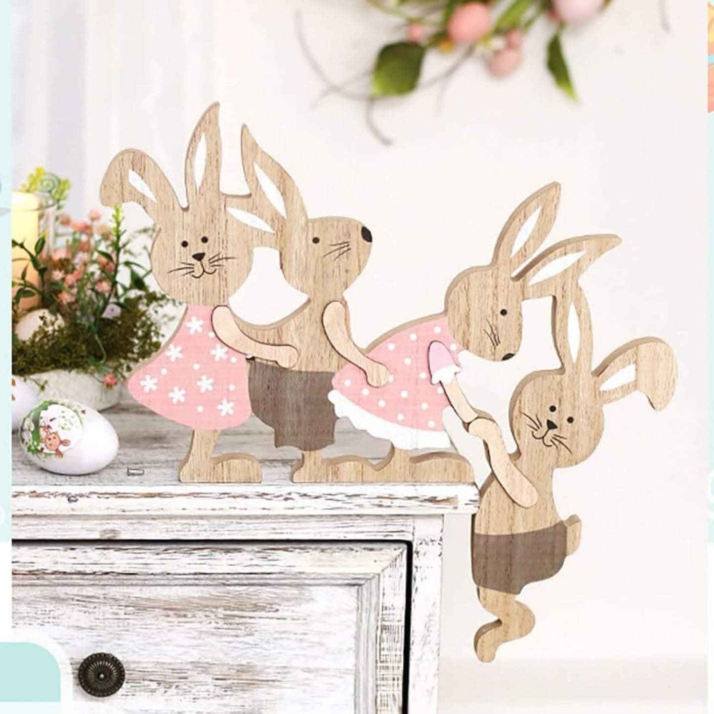 Party Wreath Rabbit Decoration - Charming Easter Rabbit Ornament for Home Decor | Perfect for Parties & Gatherings