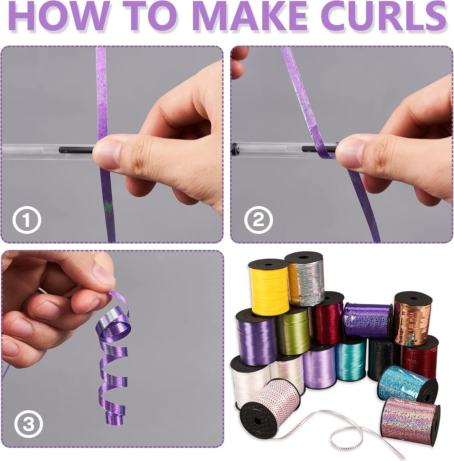 PartyWoo Purple Curling Ribbon - 500 Yards of Lavender Holographic String for Crafts & Gift Wrapping