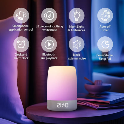 Teen Sound Machine - White Noise Machine with 32 Soothing Sounds & Bluetooth Speaker | Alarm Clock with Night Light for Kids