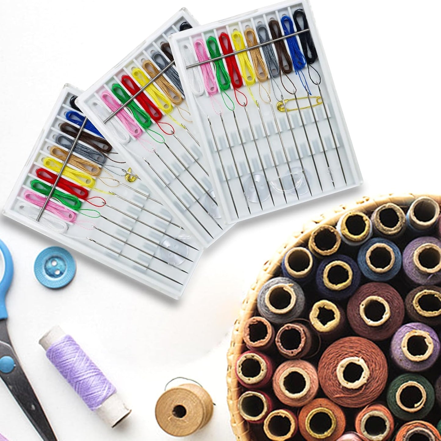 Yasdyri 10 Boxes Quick Fix Sewing Kit Pre Mini Threaded Needle Kit with Needles and Thread Box Each Box with 10 Pieces
