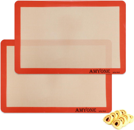 AMYONE Silicone Baking Mat - Non-Stick Food Grade Liners for 10 x 15-Inch Jelly Roll Pans | 2 Pack