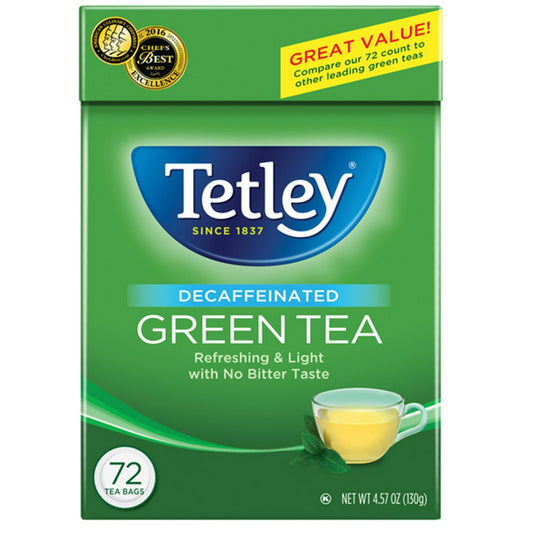 Tetley Green Tea, Decaffeinated ‑ 72 bags, 4.57oz box (pack of 2)