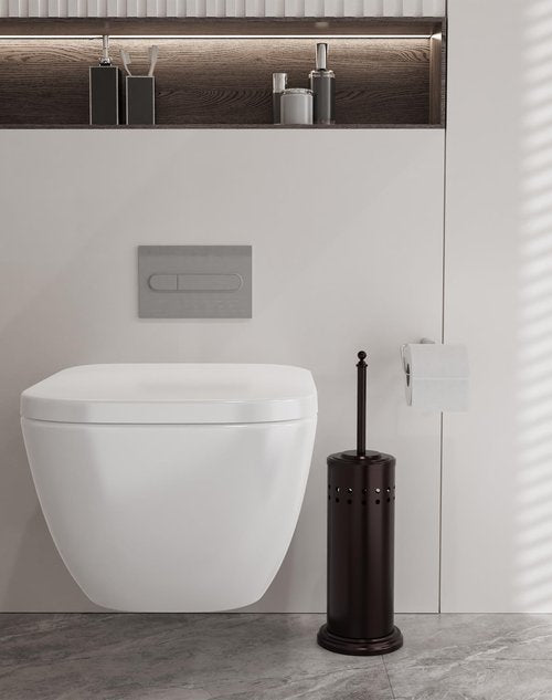 DOWRY Anti-Hand Off Toilet Plunger with Holder for Bathroom,Powerful Efficient Force Suction Cup,Heavy Duty, Deep Cleaning Bronze