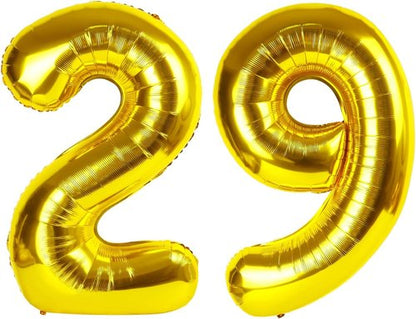 Gold Number 29 Balloon - 40 Inch Golden Birthday Decoration for 29th Celebration | Party Supplies