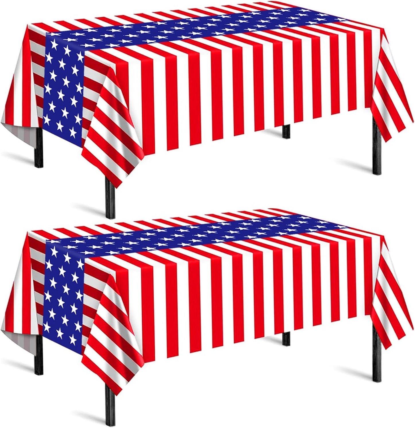 Patriotic Tablecloth by [Brand Name] - 2 Pack Red, White & Blue Disposable Plastic | 54” x 108” for 4th of July Parties