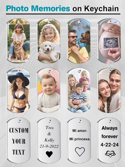 Skiennix Custom Keychain - Personalized Photo & Text Key Chain for Boyfriend, Dad, or Men’s Gifts