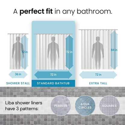 LiBa Plastic Shower Curtain, Heavy Duty 8G Shower Curtain for Bathroom, Waterproof Vinyl Shower Curtain, 3 Magnets, Rustproof Mental Grommets - 3D Aqua Circle Pattern, 72x72