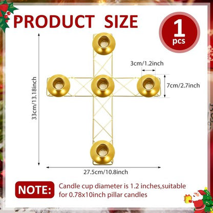 Jingmore Christmas Advent Candle Wreath - Rustic Metal Holder for Pillar Candles | Thin Cross Design