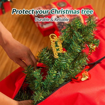 Christmas Tree Storage Bag - 9 Ft Waterproof Container with Durable Zipper & Handles | Heavy-Duty Oxford Material (Red)