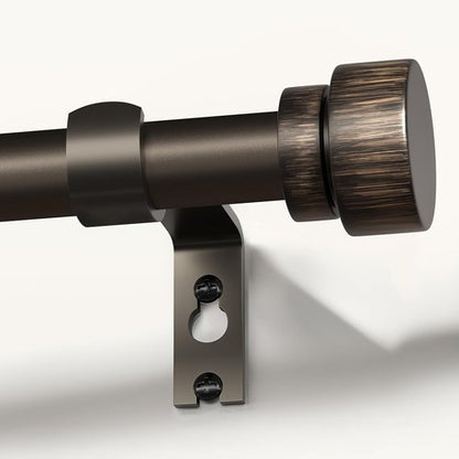 Lootkell Curtain Rods - Adjustable Antique Brown Bronze Design | Heavy Duty 66-120 Inches for Farmhouse Style