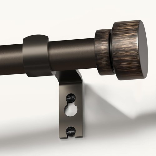 Lootkell Curtain Rods - Adjustable Antique Brown Bronze Design | Heavy Duty 66-120 Inches for Farmhouse Style