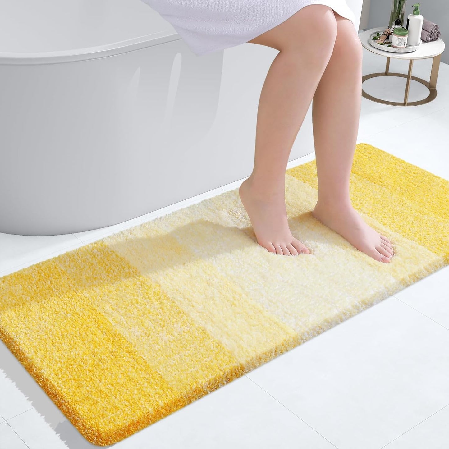 OLANLY Large Bathroom Rug Mat - Extra Soft Microfiber, Quick Dry, Machine Washable | 40x24, Yellow