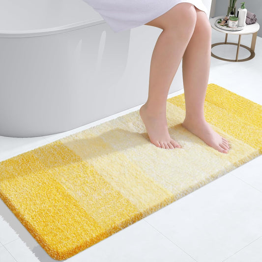 OLANLY Large Bathroom Rug Mat - Extra Soft Microfiber, Quick Dry, Machine Washable | 50x30, Yellow