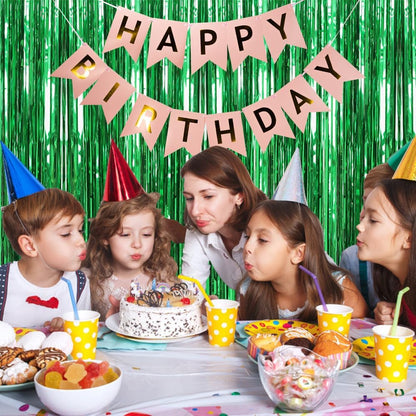 20 Pack Green Metallic Tinsel Foil Fringe Curtains - Perfect Backdrop for Parties & Celebrations