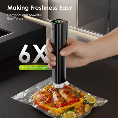 Skiennix Portable Vacuum Sealer - Handheld Food Sealer with 30 Reusable Bags & LED Pressure Display