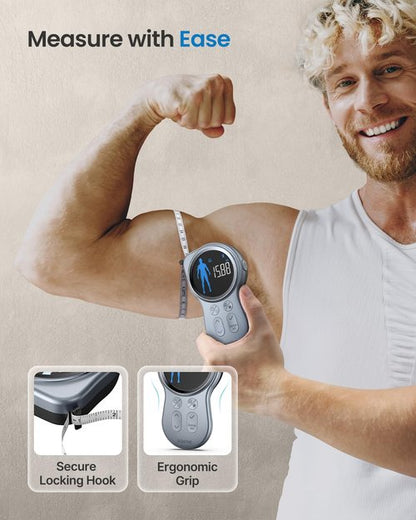 RENPHO Smart Tape Measure with Large Display, Bluetooth Body Measuring Tape with App for Weight Loss, Fitness Shape, Measure Circumference Length