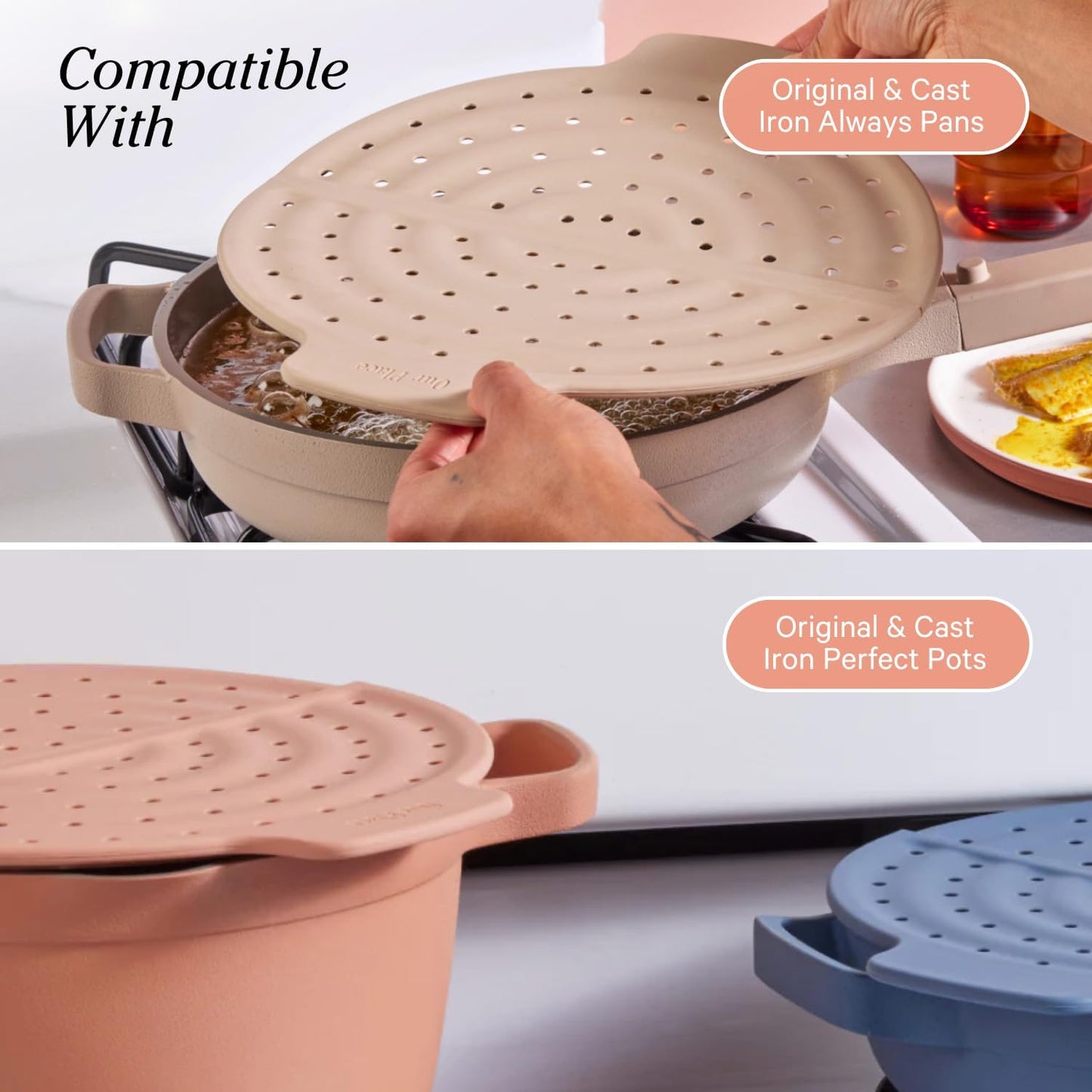 Our Place Fearless Fry - Silicone Frying Accessory for Always Pan & Perfect Pot | Splatter-Free, Heat-Resistant, Easy to Clean | Spice Color