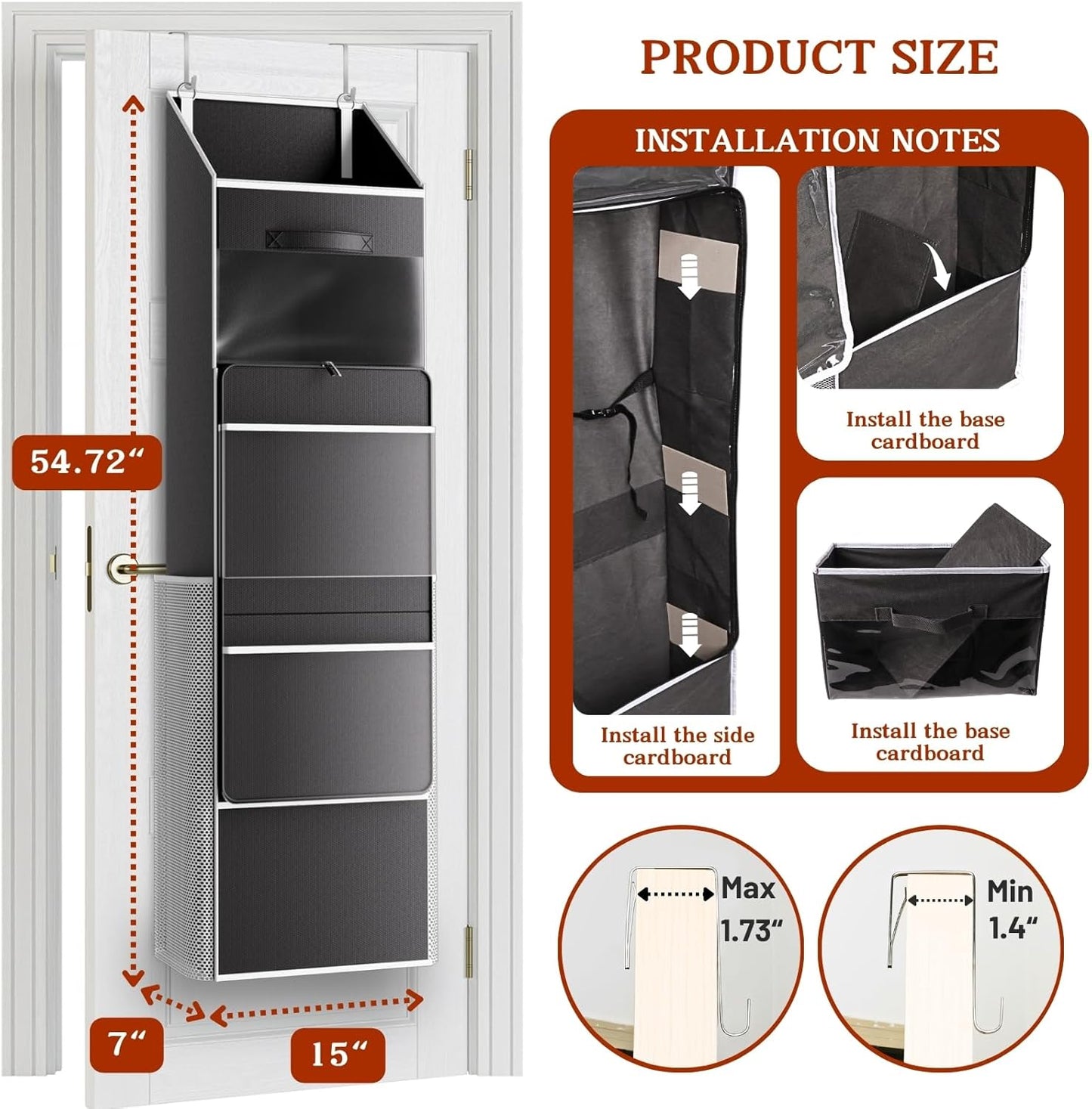 Ofiray Home 2-in-1 Wrapping Paper Organizer - Over Door or Under Bed Storage with Removable Drawer & 4 Clear Pockets
