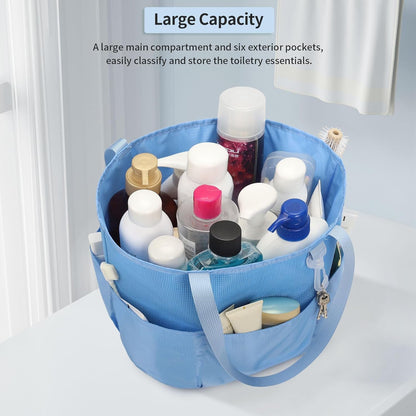 Skiennix Mesh Shower Caddy - Portable Travel Toiletry Bag with Large Capacity | Quick Dry Design in Blue