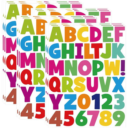 Colorful 2 Inch Large Letter Stickers Set 444PCS - 12 Sheets, Self-Adhesive BULLETIN BOARD Letters & Numbers (Variation: Colorful+12+2 Inch)