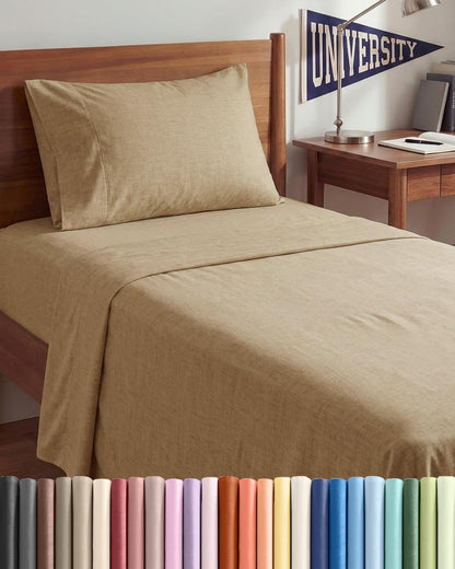 Skiennix Twin XL Sheet Set - Comfy Cooling Bed Sheets with Deep Pockets - Luxury Tan Bedding for All Ages