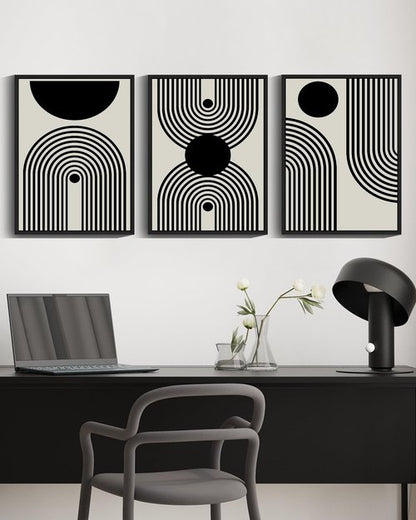 Drsoum 11x14in Black Abstract Boho Framed Wall Art Decor Bohemian Canvas Prints Ready To Hang - Black Framed