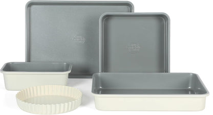 Sur La Table Carbon Steel Baking Pans Set - Premium Non-Stick, PFOA Free, Grey with Linen White Exterior