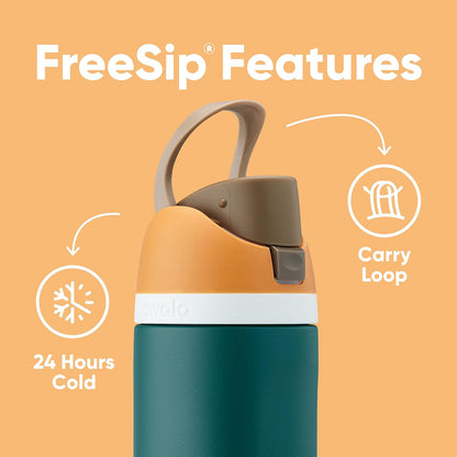Owala FreeSip Insulated Stainless Steel Water Bottle - BPA-Free, 24 Oz, Perfect for Travel - Boneyard Design