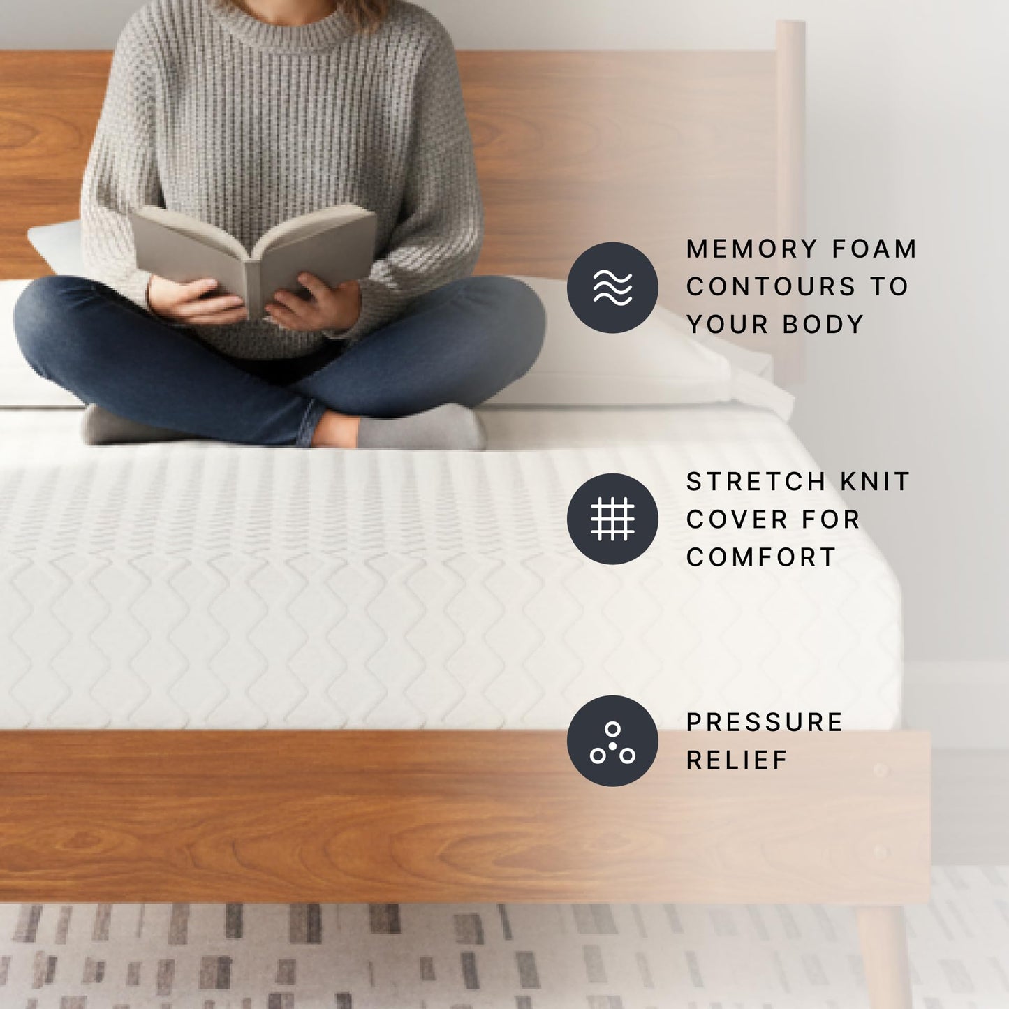 Signature Design by Ashley Chime 12 Memory Foam Mattress, Ultra Plush Contouring Support, Thick Memory Foam for Pressure Relief, Mattress in a Box, Queen Size