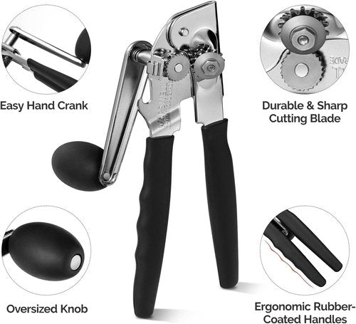 MARSWELL Heavy Duty Can Opener - Extra-Long Handles & Oversized Knob for Easy Cranking | Opens Large #10 Cans
