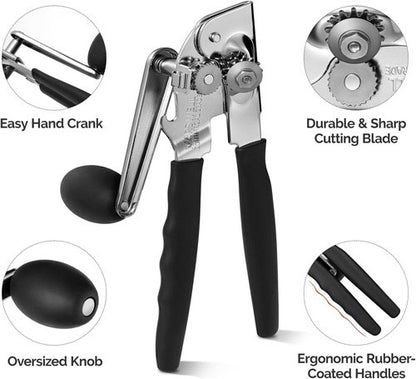 MARSWELL Heavy Duty Can Opener - Extra-Long Handles & Oversized Knob for Easy Cranking | Opens Large #10 Cans