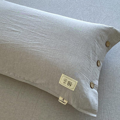 Gray Quilted Pillow Sham Set of 2 with Button Closure - Breathable Microfiber Cover