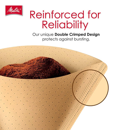 Melitta #4 Cone Coffee Filters - Natural Brown, 480 Total Filters | Fits 8-12 Cup Makers, Compostable & Tear-Resistant