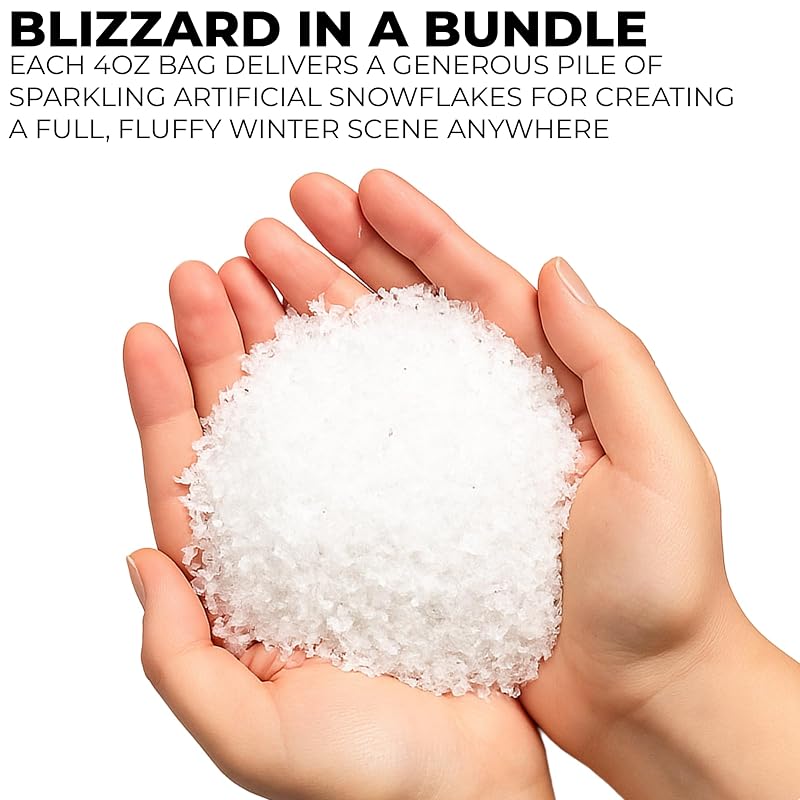 Artificial Snow Flakes 4 Oz Bag – Faux Snow for Christmas Decor, Crafts, and Tables