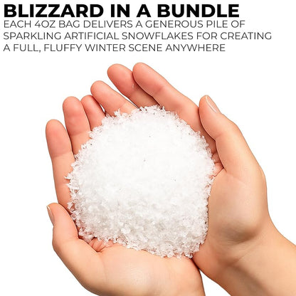 Artificial Snow Flakes 4 Oz Bag – Faux Snow for Christmas Decor, Crafts, and Tables
