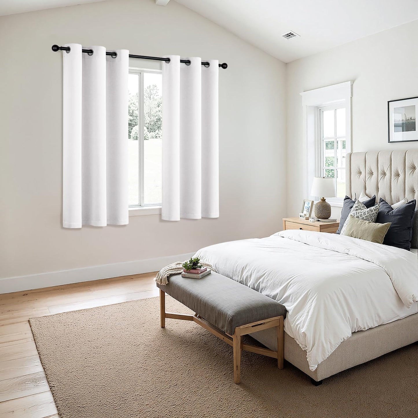 MIULEE Pure White Room Darkening Curtains - Thermal Insulated Grommet Drapes | 40 x 45 Inches, 2 Panels