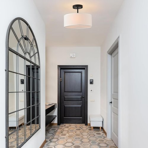 Bargeni Semi Flush Mount Ceiling Light,13 inch Modern 3-Light Ceiling Light Fixture,Black Semi Flush Mount Light Fixture,Flush Mount Lighting for Bedroom,Dinning Room and Hallway