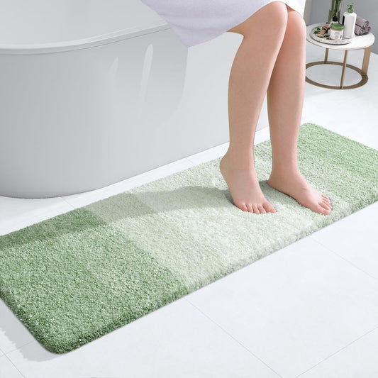 OLANLY Bathroom Runner Rugs Mat 47x17, Extra Soft Absorbent Microfiber Bath Rugs, Rubber Backing, Quick Dry, Washable Long Bath Mats for Bathroom, Tub and Shower, Home Decor Accessories, Sage Green