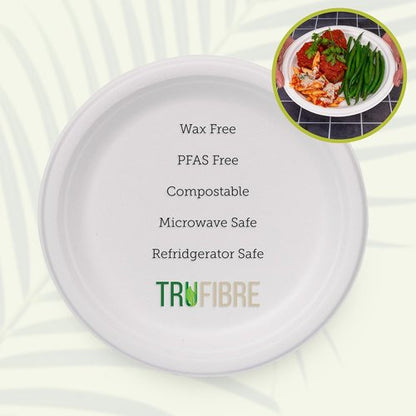 Compostable Bagasse Disposable Paper Plates by [Brand Name] - Microwave Safe, 125 Pack for Lunch & Dinner