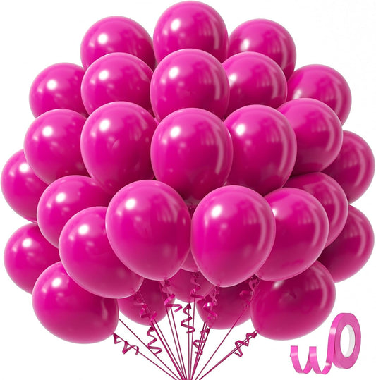 Awenztech Hot Pink Balloons - 12 Inch Latex Party Balloons | 50 Pack for Weddings & Birthdays